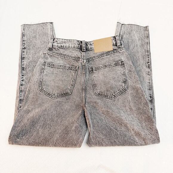 Zara Brand Acid Wash Black Wide Leg Denim Jeans Size 0 NWT - Picture 8 of 8